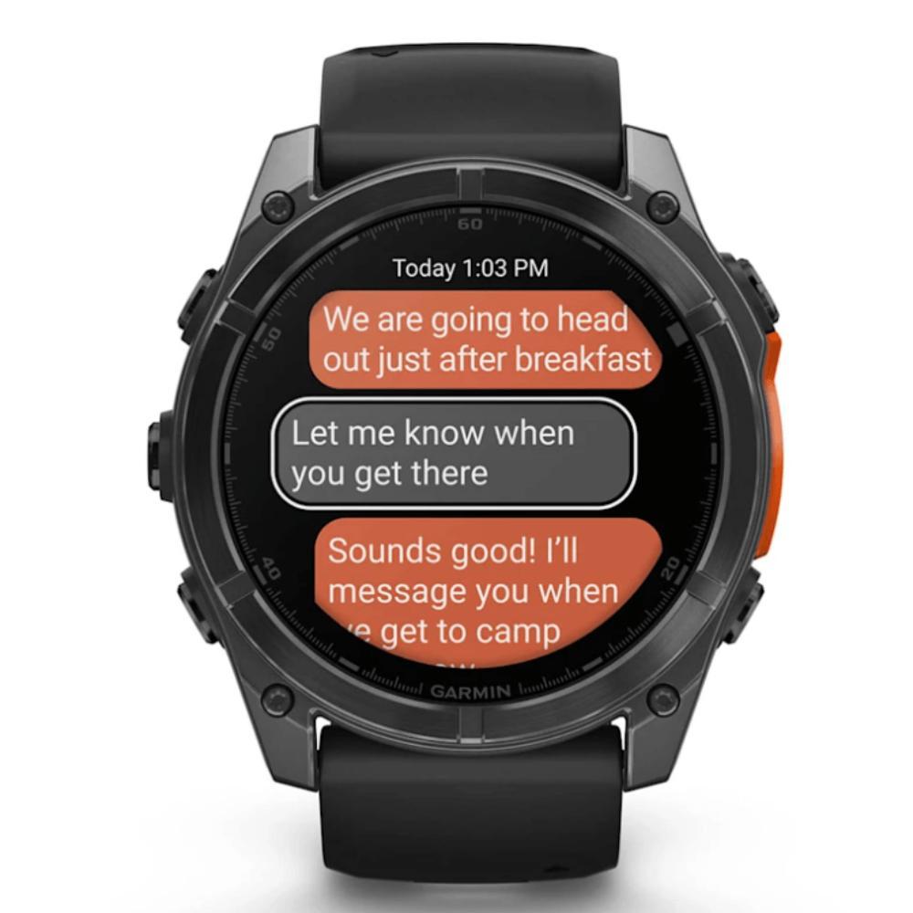 Smartwatch Relógio Garmin Fenix 8X Safira Carbon Gray DLC Titânio com Pulseira de Silicone Preta com Cinza 51mm - 9