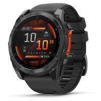 Smartwatch Relógio Garmin Fenix 8X Safira Carbon Gray DLC Titânio com Pulseira de Silicone Preta com Cinza 51mm - 1