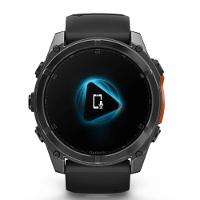 Smartwatch Relógio Garmin Fenix 8X Safira Carbon Gray DLC Titânio com Pulseira de Silicone Preta com Cinza 51mm