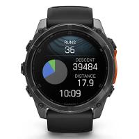 Smartwatch Relógio Garmin Fenix 8X Safira Carbon Gray DLC Titânio com Pulseira de Silicone Preta com Cinza 51mm - 8