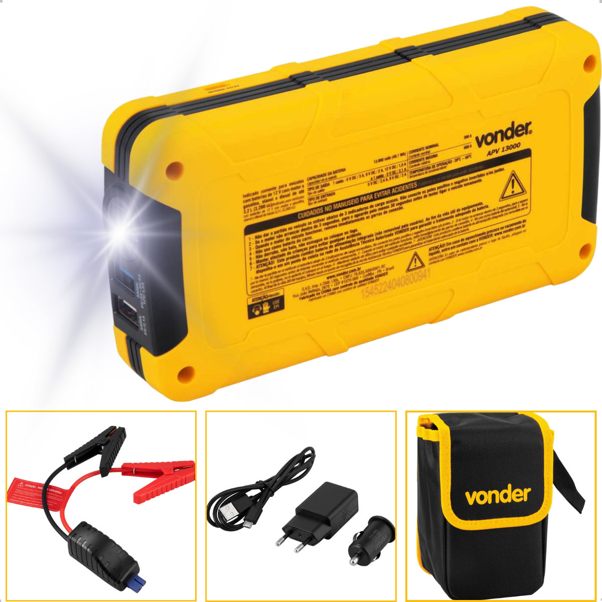 Auxiliar de Partida Portátil Vonder 13000mAh com USB e Lanterna LED - 2