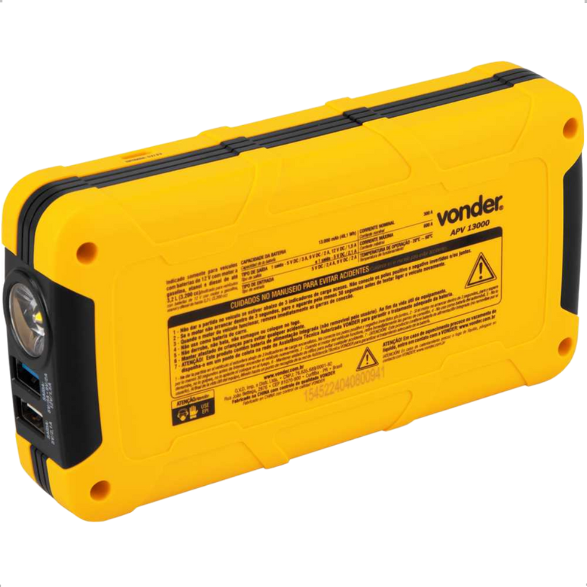 Auxiliar de Partida Portátil Vonder 13000mAh com USB e Lanterna LED - 7