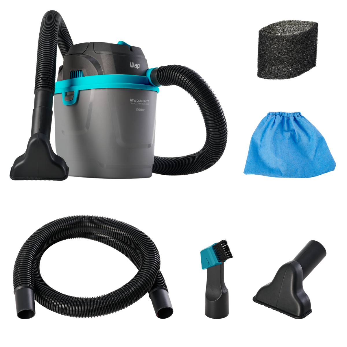 Aspirador de Pó e Água Portátil 1400W 150 mbar 5,5 litros Pequeno e Potente com Soprador WAP GTW COMPACT 127V - 3