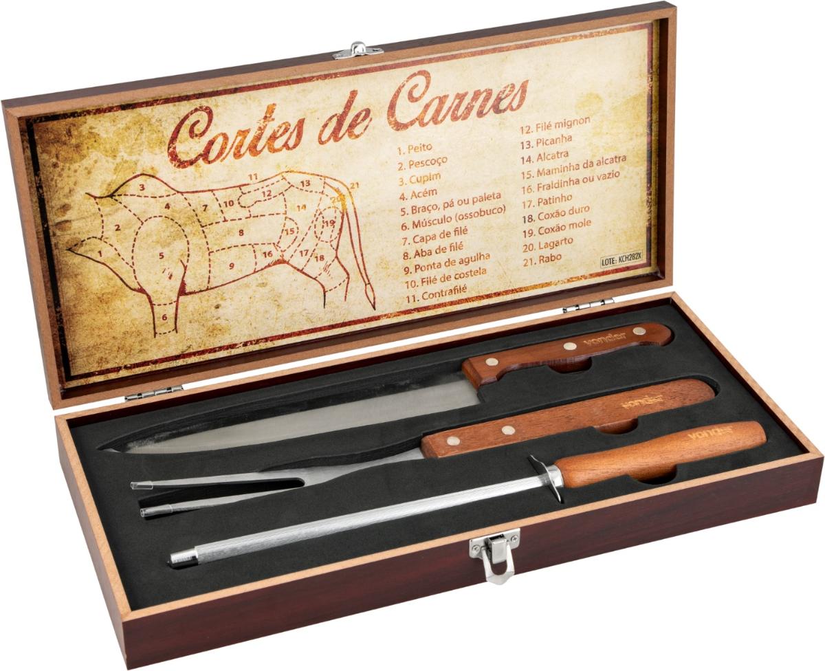 Kit Churrasco (4Pc)Aço Inox Com maleta Vonder - 3