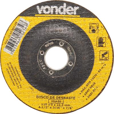 Disco De Desbaste 114,3x5,0x22,22 Para Aço Carbono Vda50 - V