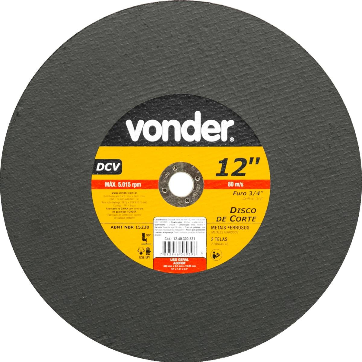 Disco de Corte 300,0X3,2X19,05 DCV Vonder - 1