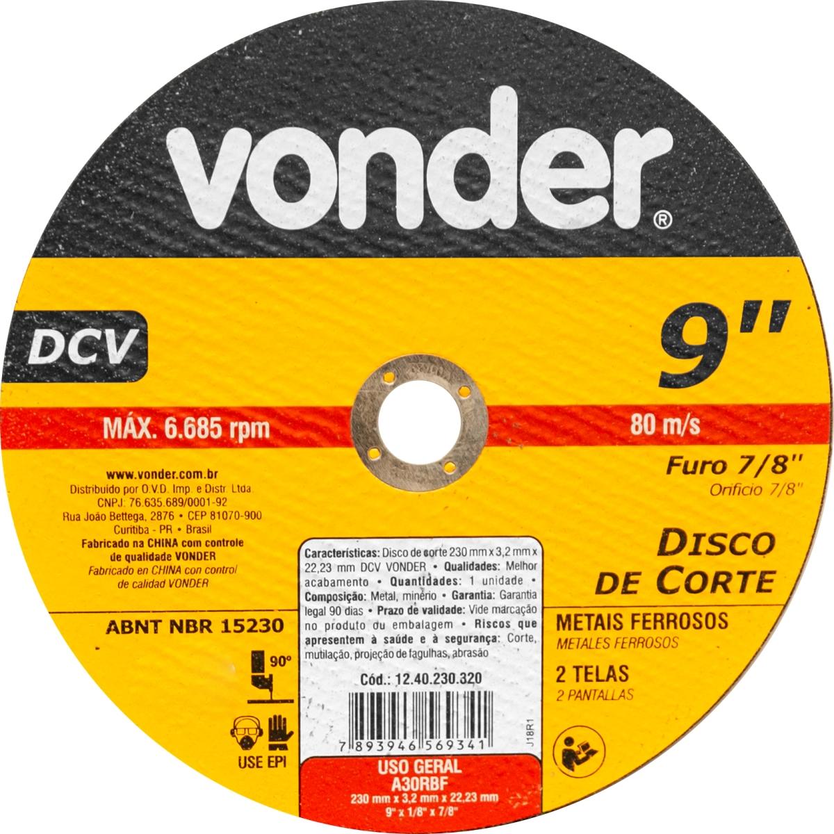 Disco de Corte 230,0X3,2X22,23 DCV Vonder - 1