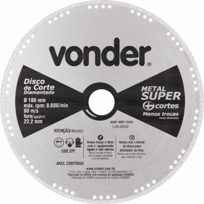 Disco Corte 180mm Diamantado Contínuo Metal Super - Vonder