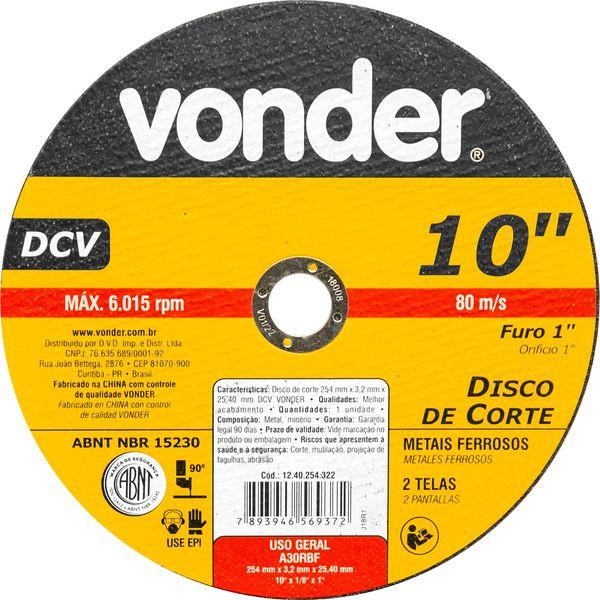 Disco de Corte 254,0X3,2X25,40 DCV Vonder - 1
