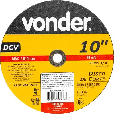 Disco de Corte 254,0X3,2X19,05 DCV - Vonder