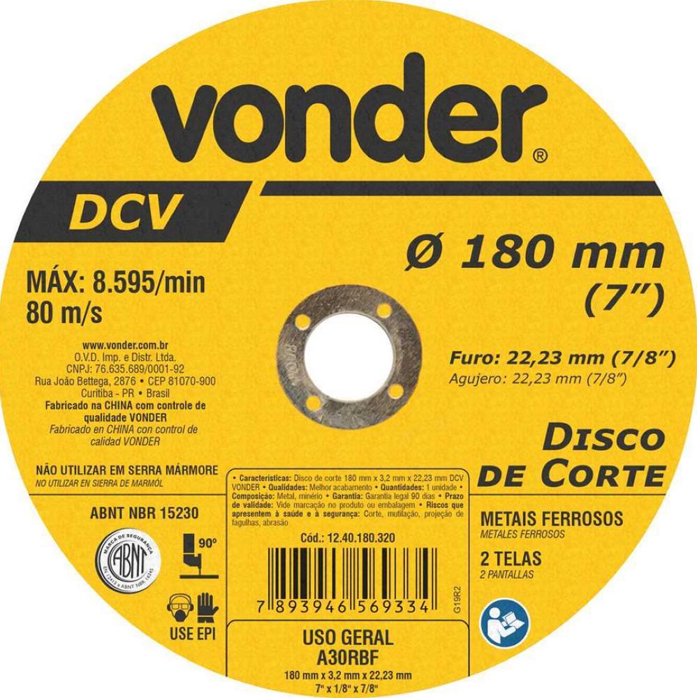Disco de Corte 180,0X3,2X22,23 DCV Vonder - 1