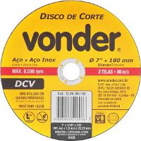 Disco de corte 180,0x1,6x22,23 p/ aço carbono e inox Vonder - 1