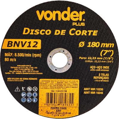 Disco De Corte 177,8x1,6x22,22 2 Telas Para Aço Carbono E In