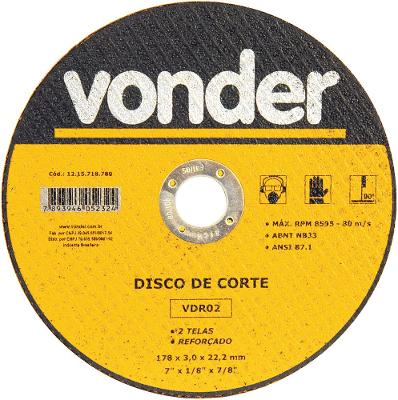 Disco De Corte 177,8x3,0x22,22 2 Telas Para Aço Carbono Vdr0