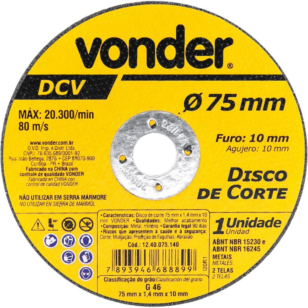 Disco de Corte 75 mm x 1,4 mm x 10 mm Vonder - 2