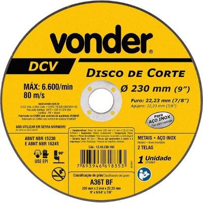 Disco de Corte 230,0x2,0x22,23  - Vonder