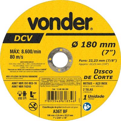 Disco de Corte 180,0x2,0x22,23 Vonder