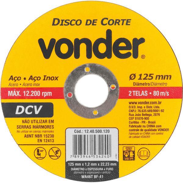 Disco de Corte 125,0X1,2X22,23 DCV Vonder - 1