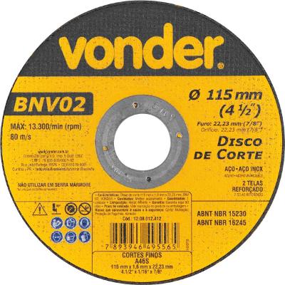 Disco De Corte 115,0x1,6x22,23 2 Telas Para Aço Carbono E In