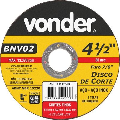 Disco De Corte 115,0x1,0x22,23 2 Telas Para Aço Carbono E In