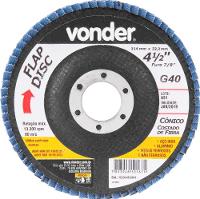 Flap disc 4.1/2" g40 costado fibra cônico inox Vonder - 1