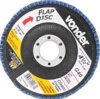 Flap disc 4.1/2" g40 costado fibra cônico inox Vonder - 3