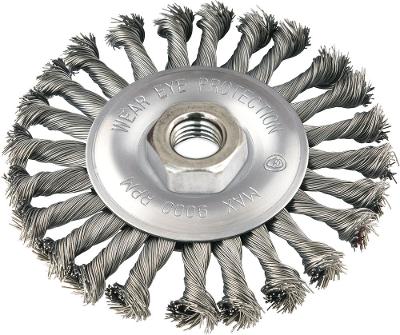 Escova Circular Torcida 4.1/2x1/2  Rosca M14 Aço Carbono Pol
