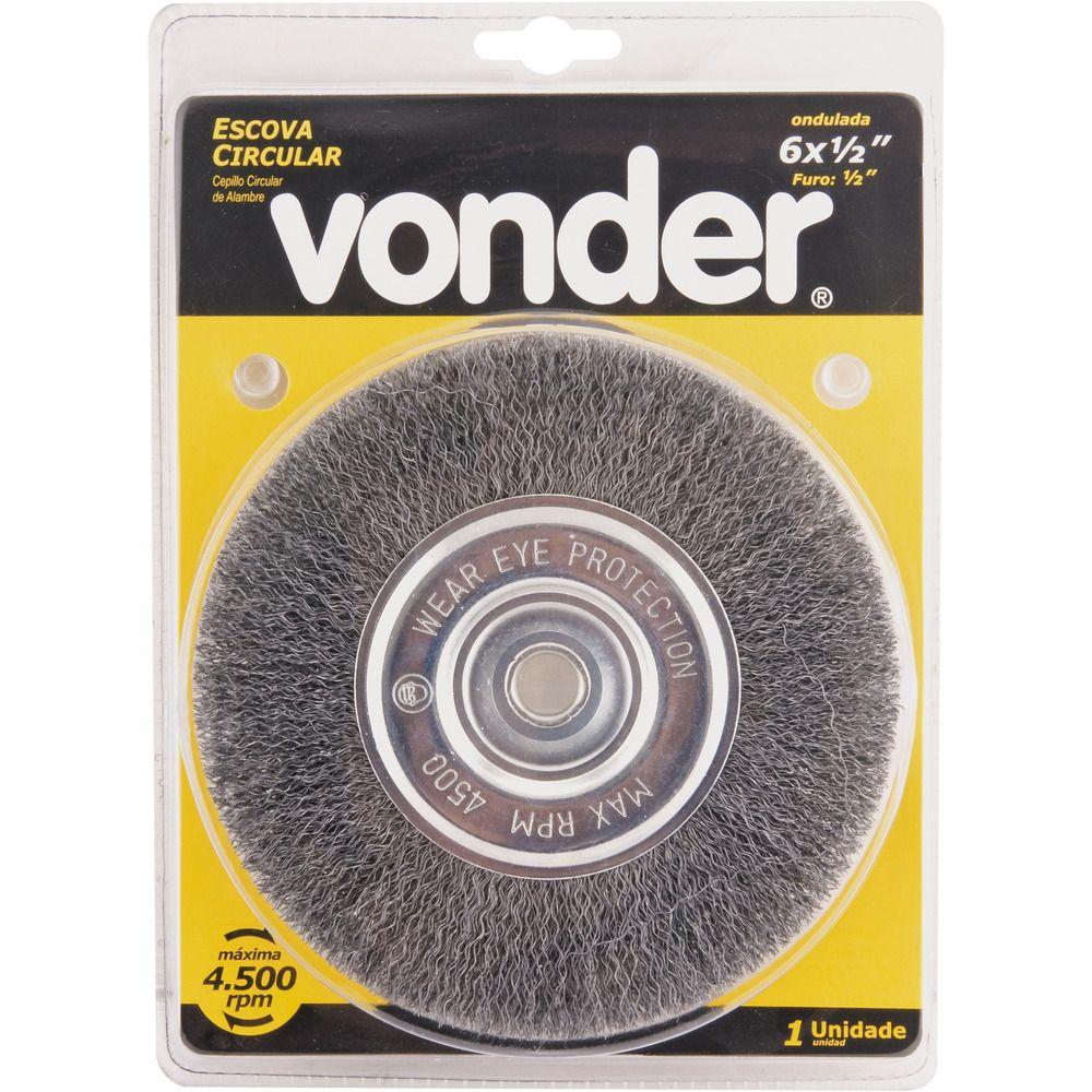 Escova Circular Ondulada 6x1/2  Furo 5/8  Aço Carbono Polido - 2