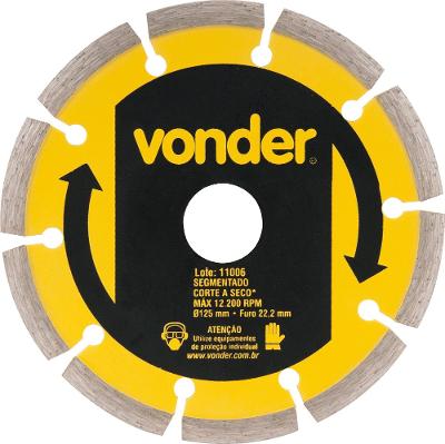 Disco diamantado 125mm segmentado furo 22mm v3 - Vonder
