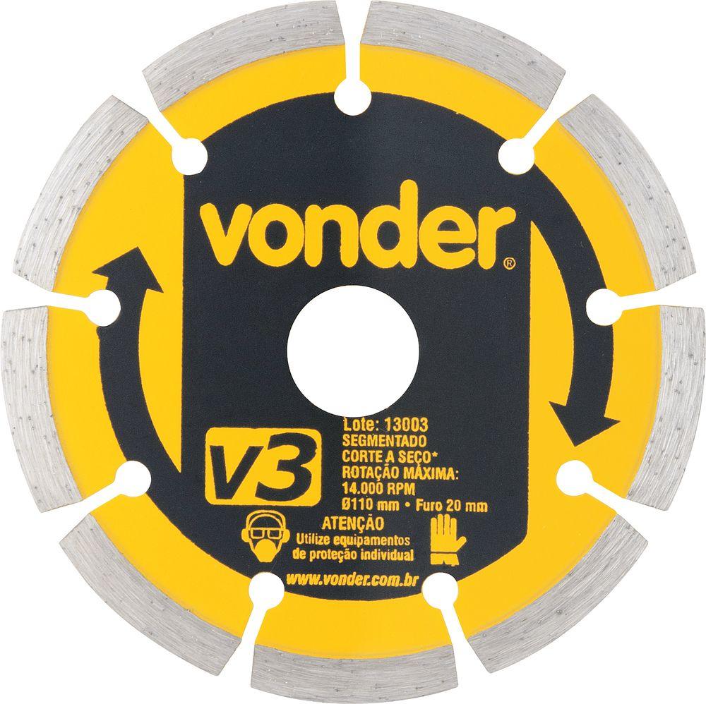Disco diamantado 110mm segmentado furo 20mm v3 Vonder - 1