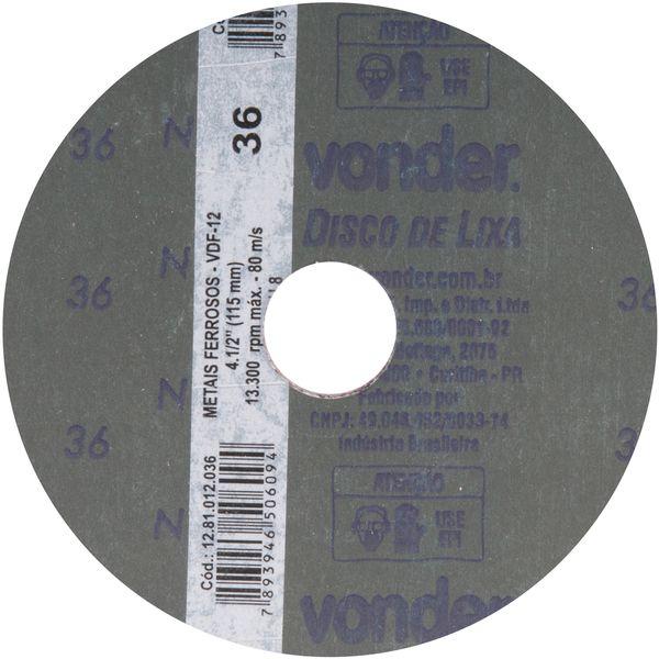 Disco lixa fibra 115mm g36 dvf12 10 peças Vonder - 3