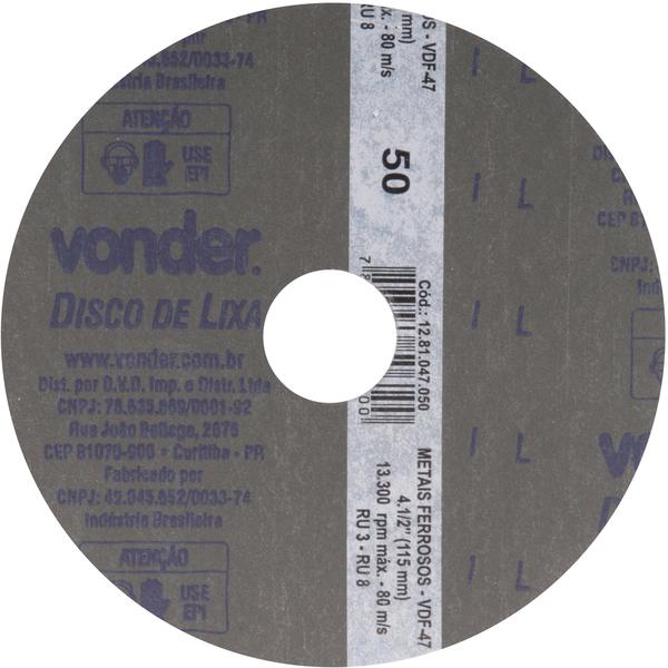 Disco lixa fibra 115mm g50 dvf47 10 peças Vonder - 3
