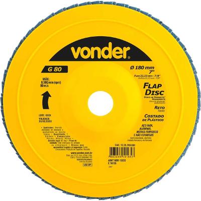 Flap Disc 7  G80 Costado Pvc Reto Para Aço Carbono E Inox - 