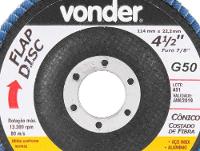 Flap disc 4.1/2" g50 costado fibra cônico inox Vonder - 3