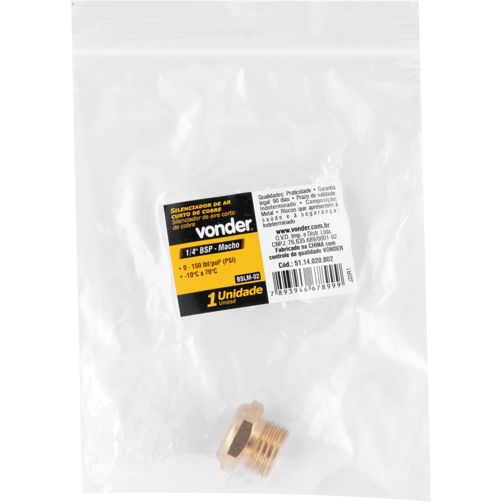 Silenciador de Ar Curto de Cobre Rosca 1/4'' Bsp Vonder - 4