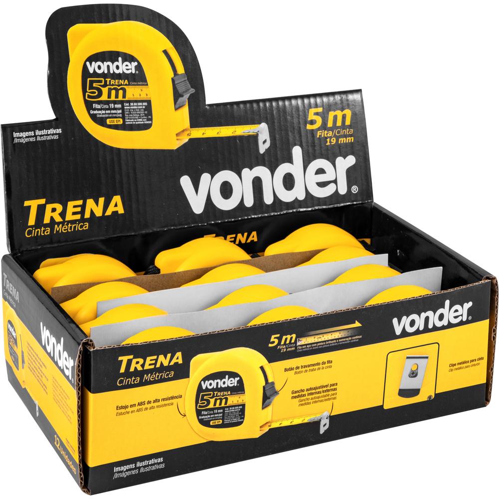 Trena Curta de Aço 5 M x 19 mm Caixa com 12 Vonder - 3