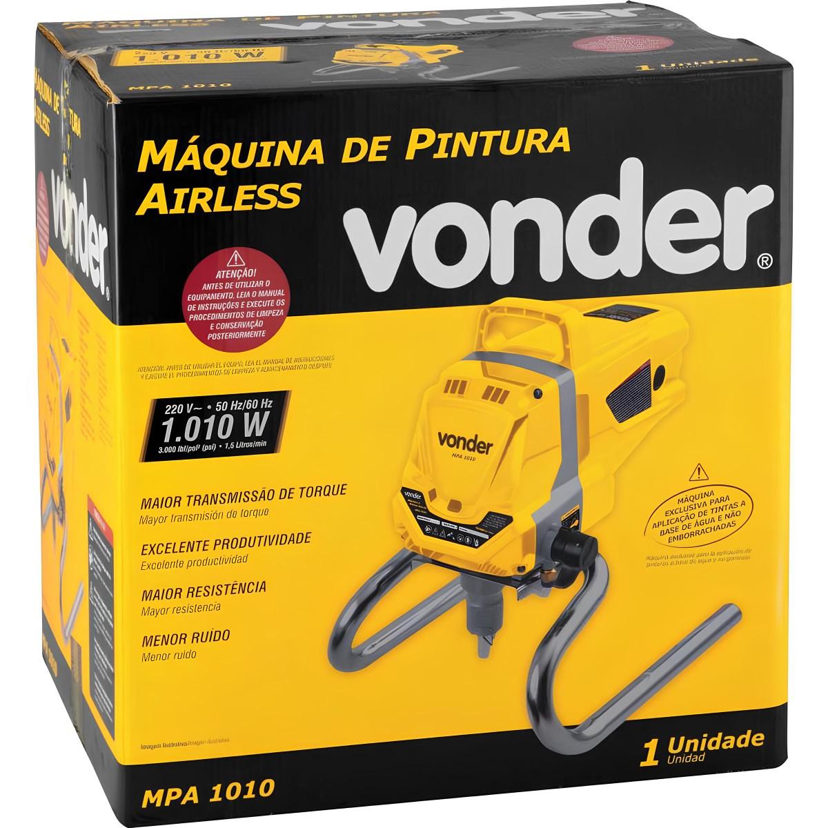 Máquina de Pintura Airless MPA1010 1,3HP 220V Vonder 1010W 3000 PSI 1,5 L/min Mangueira 10m Compacta - 5