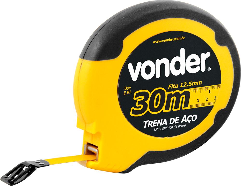 Trena aço 30mx12,5mm longa fechada ponta gancho Vonder - 1
