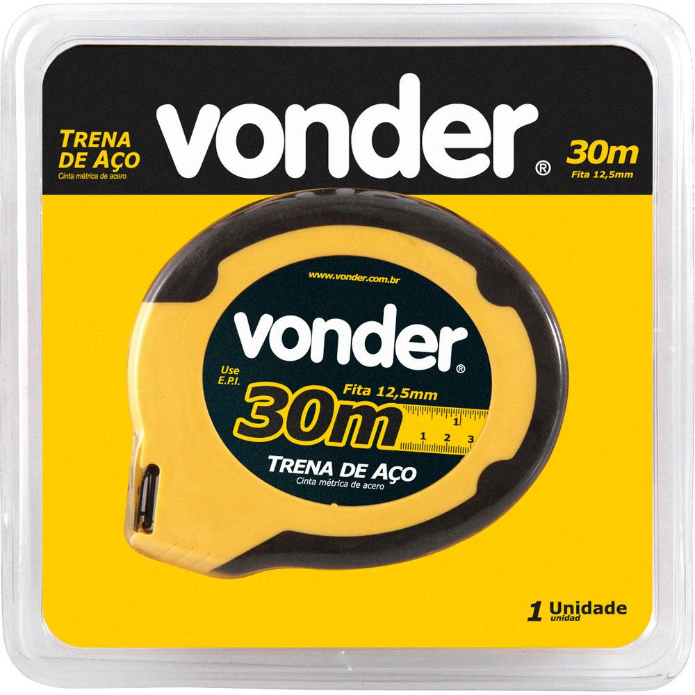 Trena aço 30mx12,5mm longa fechada ponta gancho Vonder - 2