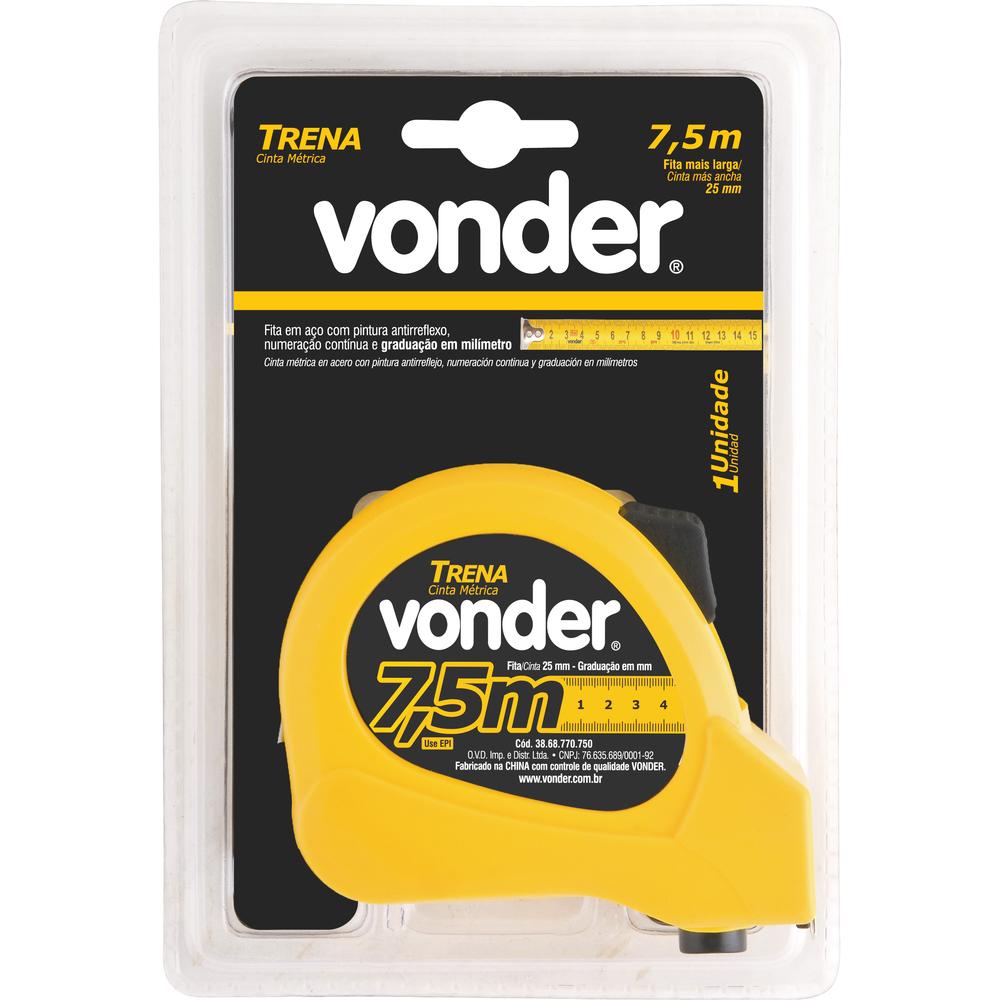 Trena aço 7,5mx25mm curta mm/mm Vonder - 2