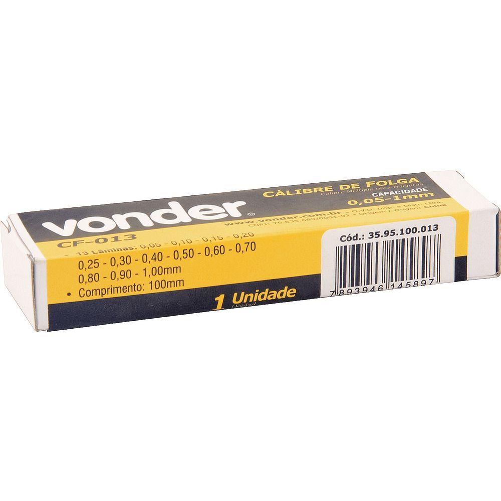 Calibre Folga 0,05mm À 1,00mm 100mm 13 Lâminas Cf-013 Vonder - 2