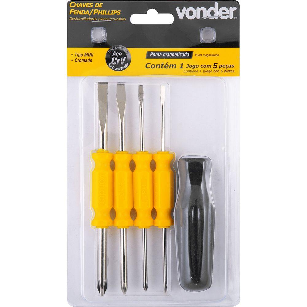 Jogo de Chaves de Fenda/Phillips Mini 5 peças Vonder - 2
