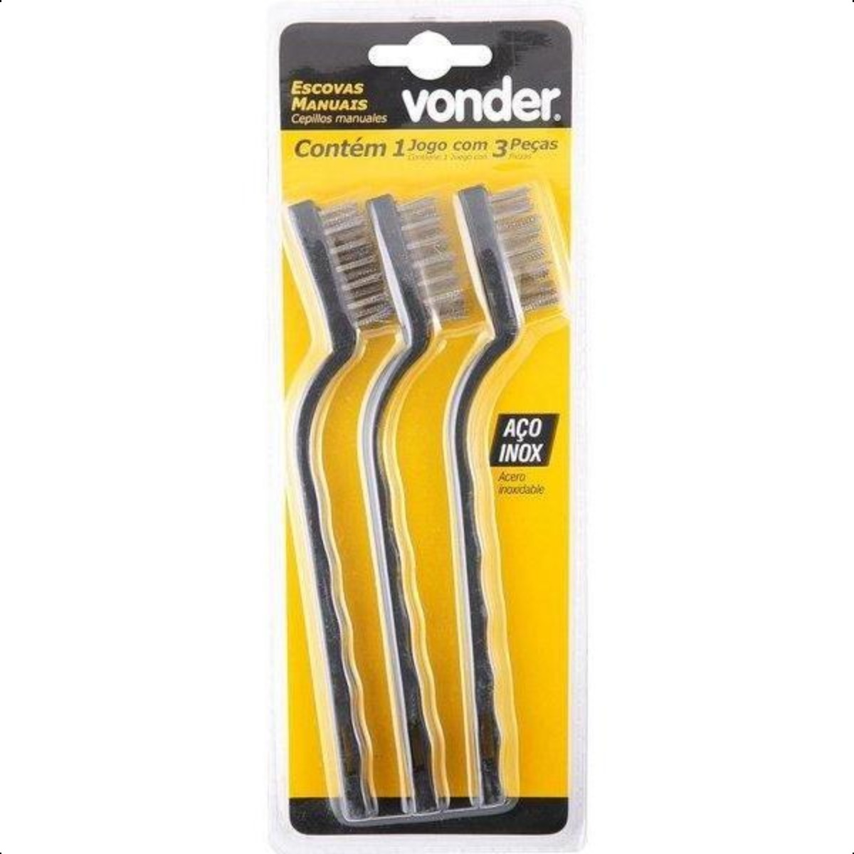 Jogo de Escovas Manuais em Aço Inox com 3 peças Vonder - 1