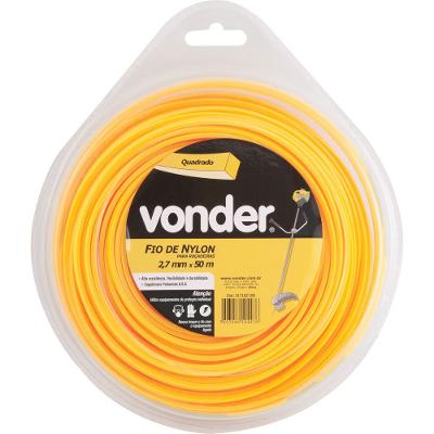 Fio De Nylon 2,7mmx50m Quadrado Para Roçadeiras E Aparadores