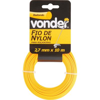 Fio De Nylon 2,4mmx10m Redondo Para Roçadeiras E Aparadores 
