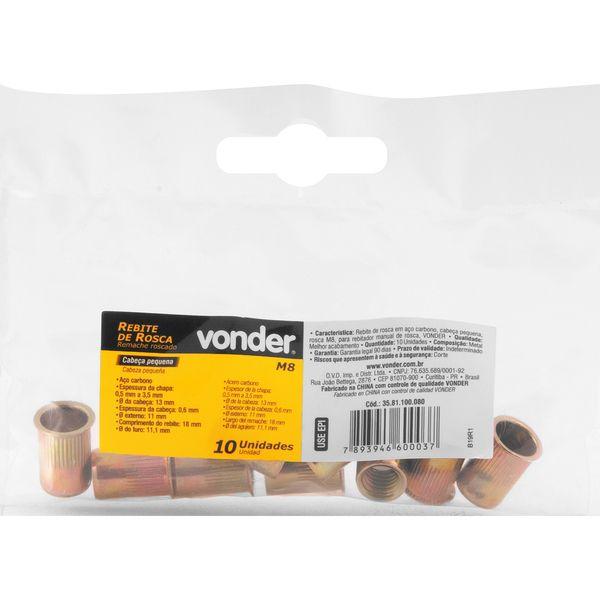 Rebite Cabeça Pequena M8 Rebitador Manual De Rosca Vonder - 2