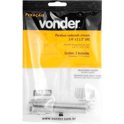 Parafuso Sextavado Zincado 1/4'' X 2.1/2'' Unc Vonder
