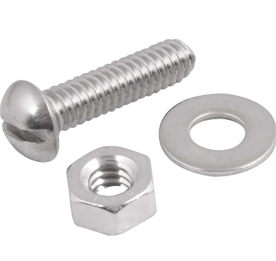 Parafuso Máquina Inox 1/4X1" Cabeça Redonda Porca e Arruela Com 4 peças Vonder
