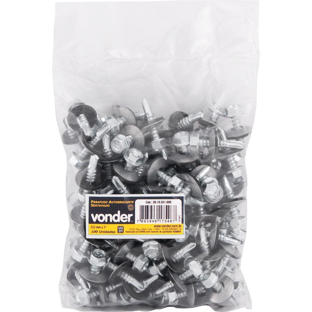 Parafuso Autobrocante Sext. 5,5x1'' com 100 peças Vonder - 2