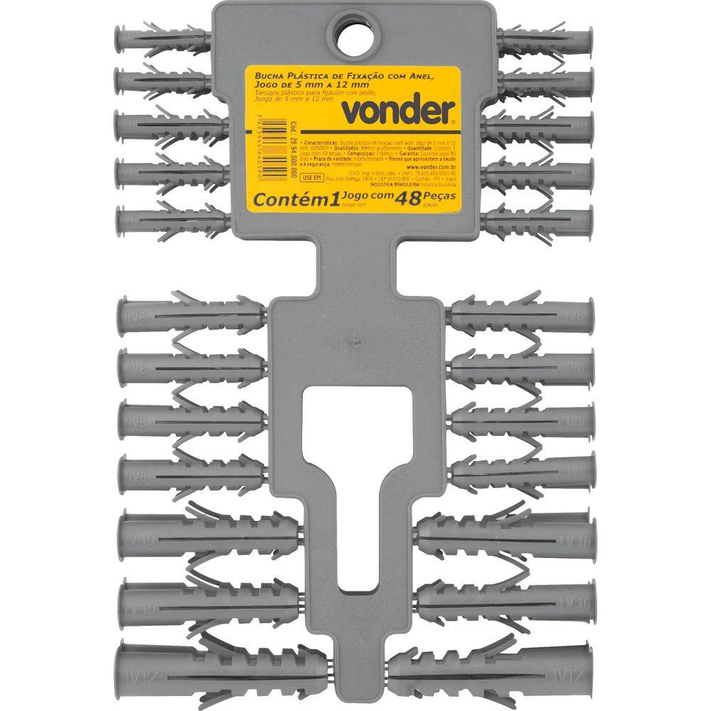 Bucha Plástica de Fixação c/ Anel Jogo de 5mm à 12mm Vonder - 2